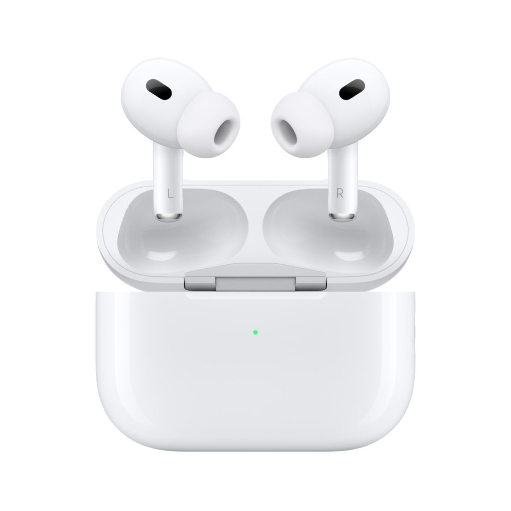 Les écouteurs AirPods Pro 2ème génération d'Apple sur un fond blanc.