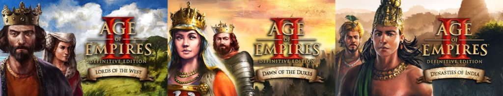 Visuels des extensions du jeu vidéo Age of Empires II: Definitive Edition.