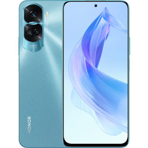 Image promotionnelle du smartphone Honor 90 Lite 5G, en coloris bleu